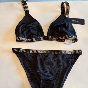 NWT VERSACE Greca Triangle Bikini Top & Bottom